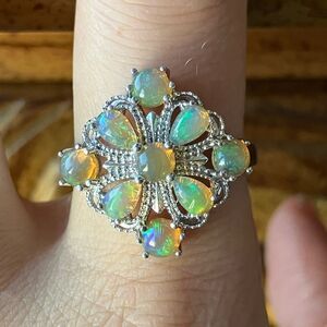 Natural Honey Opal Cocktail Ring Size 9